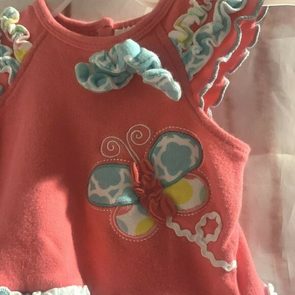 Nursery Rhyme Baby Girls Dress Size 3M Multicolor Butterfly Ruffles Sleeveless - Picture 4 of 7